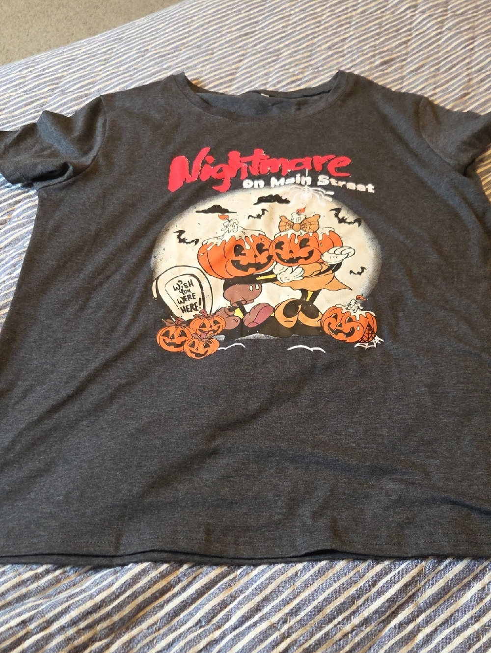 Nightmare on Main Street Graphic Tee in Charcoal with Orange Print